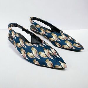 Black Suede Studios Parrot Printed Slingback Flats Size 7/37